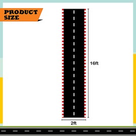 Racetrack Floor Running Black Racer Party Decoration Mat Road Table Runner Long Racetrack Tablecloth Drag for Party (Stripe Style, 16 ft x 2 ft)