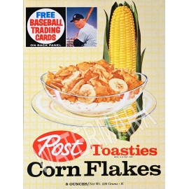 1962 Corn Flakes CEREAL BOX Mickey Mantle Card Metal Fridge Magnet 3x4 7478