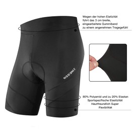 NOOYME Men's Cycling Shorts Padded 4D Elastic Cycling Shorts with Seat Padding Breathable Lightweight Cycling Shorts Made of Polyamide and Spandex Cycling Shorts Men, black