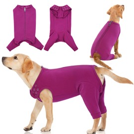 IDOMIK Dog Recovery Suit,Thigh Wound Protective Sleeve for Dogs,Anti Licking Dog Rear Leg Sleeve,Male Female Dog Surgical Clothes,Dog Surgical Suit with Pants Cover,Cone Collar Alternative,Purple,XL