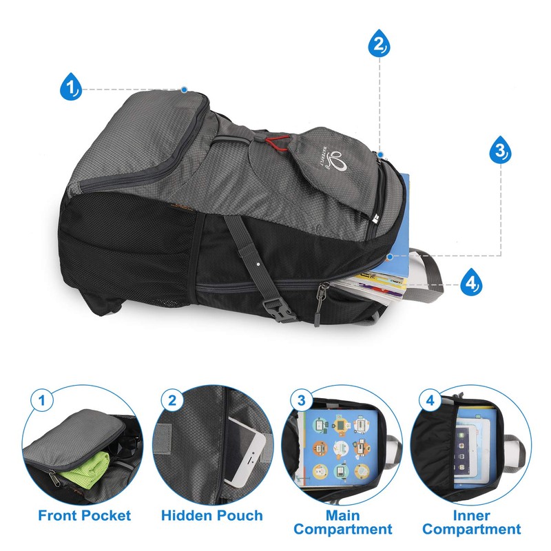 Waterfly Hiking Backpack, Ultralight Outdoor Backpack Foldable Waterproof Multifunctional Daypack