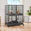 Yaheetech Stackable Dog Crate with Divider 43'' Rolling Heavy Duty