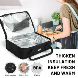 MIER Insulated Casserole Carrier for Hot or Cold Food Thermal Food Carrier Bag for Lasagna Potluck Parties Picnic Cookouts, Fits 9"x13" Baking Dish/Foil Pan, Black