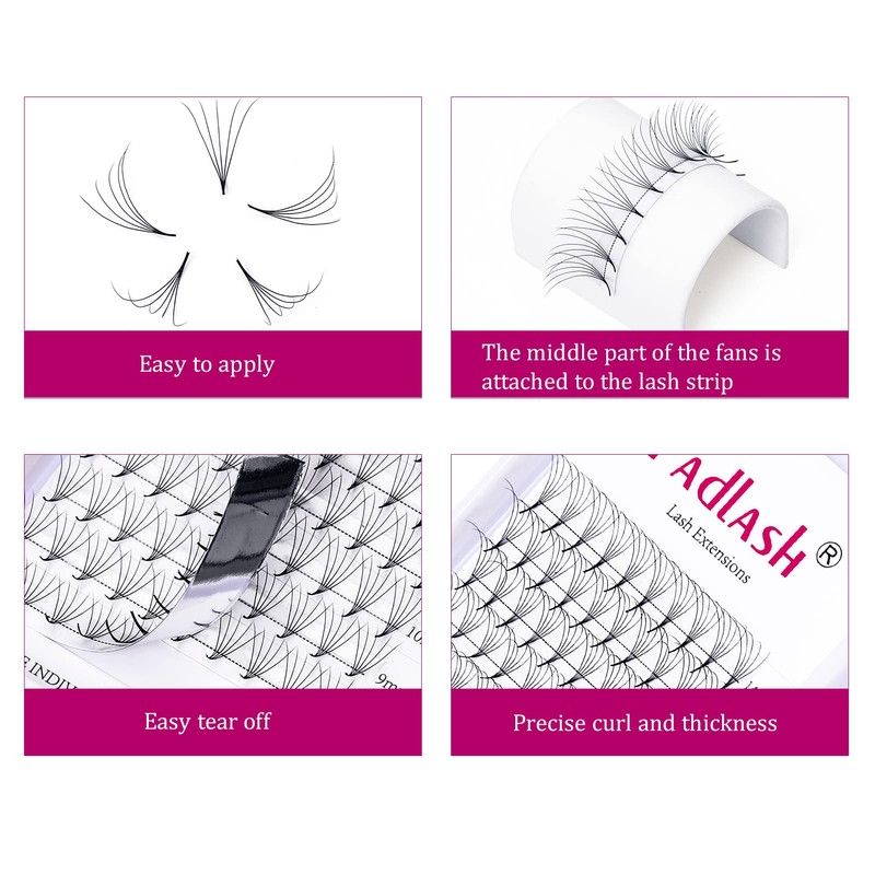 Volume Eyelashes, 5D, 0.07 mm, C curl, 8–14 mm, Mixed