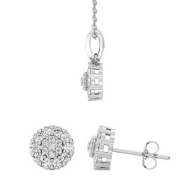 GILDED 1 Cttw Round Lab Grown diamond gold plated sterling silver necklace and earring set