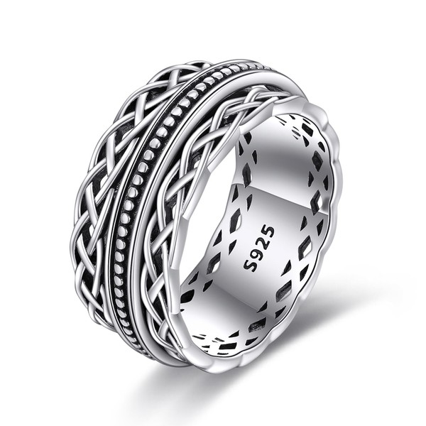 HUKKUN Fidget Ring Sterling Silver Celtic Spinner Ring Celtic Knot