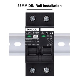 DC Isolator Switch 1000 VDC Solar PV Circuit Breaker Photovoltaic Circuit Breaker (DC1000 V, 2 Pin, 30 Amp)