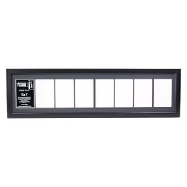 Creative Letter Art - 8 Opening 5x7 Black Picture Frame with 10x40-inch Black Mat Collage including Full Strength Glass, Alphabet Photography