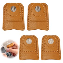 Thimble, Sewing Fingertip Protection, Finger Sack, Set of 4, Leather, Anti-Slip, Soft, Unisex, Fingertip Protection, DIY, Sewing Tools, Crafts, Hand Protection