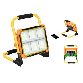 Xapolu Solar Led Work Light Rechargeable with Stand, Type C and Solar Charging, Porable Flood Light IP66 Weatherproof with Li Battery, 4 Lighting Modes Camping Shop Light