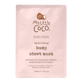My Little Coco BABY MAMA Hydrating Bump Sheet Mask 50ml | Cooling Aloe Vera & Rosehip for Hydrated Skin & Stretch Mark Care | Vegan & Cruelty-Free, Suitable for Sensitive Skin & Pregnancy