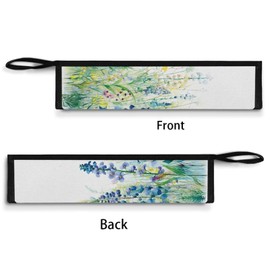 NETILGEN Portable Straws Pouch Silverware Set Bag with Carrying Handle, Reusable Zipper Bag Flatware Set Bag Toilet Bag for Office Outdoor Camping, Blue Green Floral