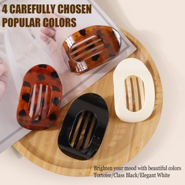 4PC Flat Hair Clips for Women,Ergonomic Curved Hair Claw Clips for Thick Thin Curly Hair,Non Slip Grip Hair Claw Clips for Girls