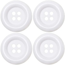 XL Buttons 5 cm Pack of 4 Large Buttons for Fancy Dress Costumes Carnival Clown XXL (White)