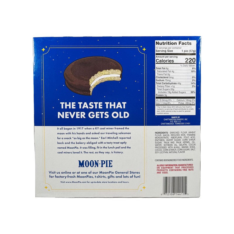 Moon Pie Single Decker - Chocolate. The Original Marshmallow Sandwich,