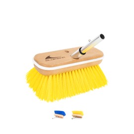 BLUEWING 8in Deck Brush Head with Medium Bristle Marine Scrubbing Washing Brush Outdoor Boat Cleaning Tools, Yellow