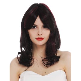 WIG ME UP - TYM-493-MT-2H39 wig women's wig monofilament long wavy slightly curled parting black brown highlights red