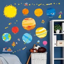 DECOWALL DS-8017 Planets and Space Kids Wall Stickers Wall Decals Peel and Stick Removable Wall Stickers for Kids Nursery Bedroom Living Room (Small) décor