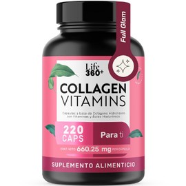 Life 360 Colágeno Hidrolizado 220 Cápsulas 1320 Miligramos Por Porción Biotina Vitaminas Ácido Hialurónico Fólico Collagen Vitamins