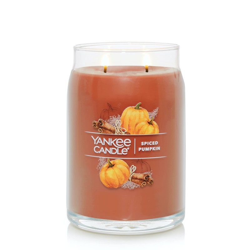Yankee Candle Spiced Pumpkin Scented, Signature 20oz Large Jar 2-Wick