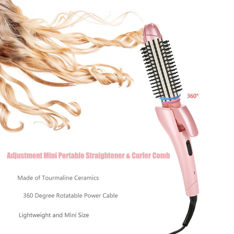 Folding Adjustment Mini Portable Straightener &amp; Curler Comb Hair Stick