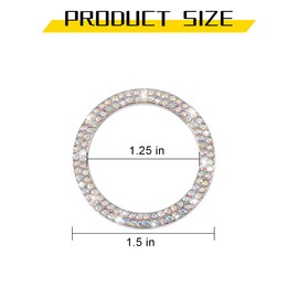 LKAHG 2PCS Car Bling Crystal Rhinestone Engine Start Decoration Ring, Sparkling Auto Push Start Button Cover Stickers, Vehicle Decor Accessories for Women, Universal for RV, SUV, Truck (AB Color)