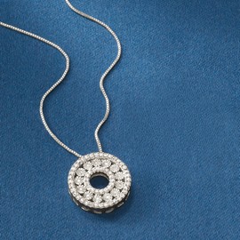 Ross-Simons 0.21 ct. t.w. Diamond Circle Pendant Necklace in Sterling Silver. 20 inches