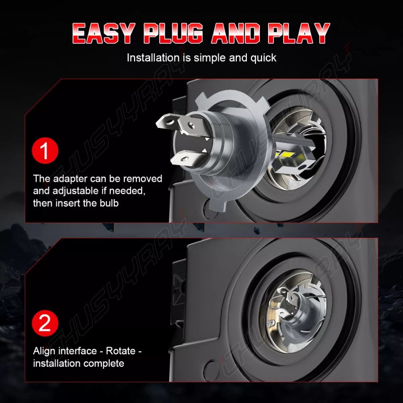 CHUSYYRAY Pair 7 inch Round LED Headlights HI-Lo Beam FOR