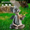 Youery Dragon Reading Book Statue, Beautiful Yard Sculpture, Resin Garden