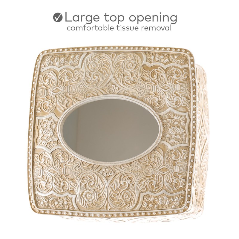 Creative Scents Victoria Tissue Box Cover Square – Beige Tissue