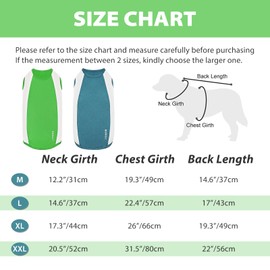 Kickred 2 Pack Dog Shirts, Breathable Dog Clothes, Summer Sun Protection Pet Sleeveless Vest, Lightweight Stretchy Tank Top T-Shirts for Large Medium Dogs-Green White+Blue White (M)