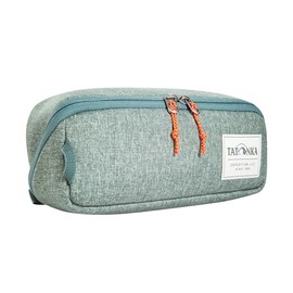 Tatonka Toiletry Bag Square Zip Pouch M (2L) - Hinged Wash Bag with 2 Zip Mesh Pockets PFC/PFAS-Free - 10 x 25 x 9 cm, Sage Green, Wide-open wash bag