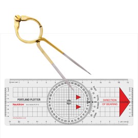 Liquidraw Liquidraw Portland Course Plotter Navigation Divider Kit Marine Sailing Nautical Protractor Single Handed Straight Divider Solid Brass 8"