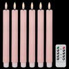 DRomance Pink Flameless Flickering Taper Candles Battery Operated with 10-Key