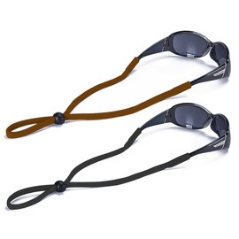 SHINKODA Sunglasses Strap Adjustable Standard End Rope Eyewear Retainer, Pack of 2, Black & Chocolate, Large