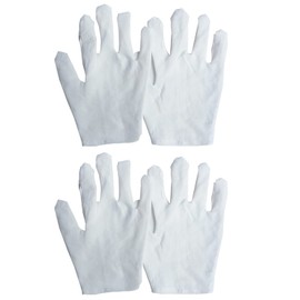Meiyea 2 Pairs Adult Short White Cotton Gloves, for Formal Wear, Soft Moisturising Hand Gloves Jewellery or Photo Handling Banquets, Parade White Gloves, Tuxedo Glove Forms, Police Bands