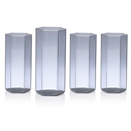 Godinger Highball Glass, Tall Glass, Drinking Glass, Drinking Cup for Juice, Water & Cocktails, Smoke Glasses, Set of 4, Hexagon Shape, 11oz