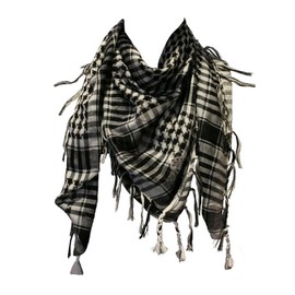 Arab Shemagh Kafiya Square Scarf, White & Black