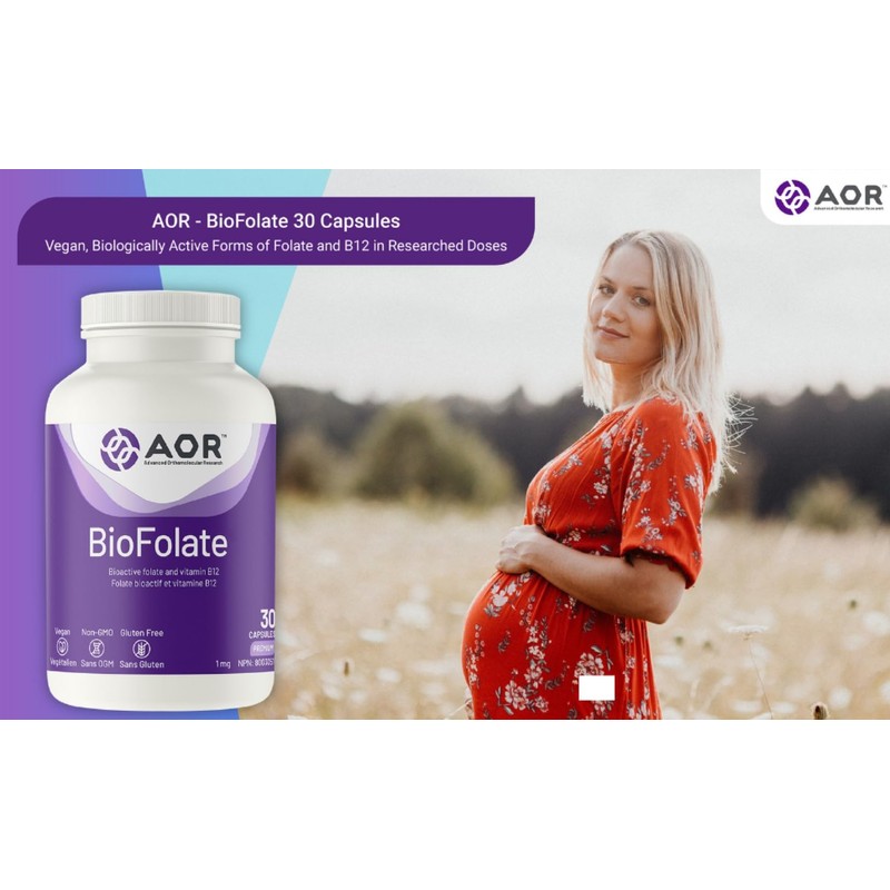 AOR - BioFolate 1mg, 30 Capsules - L-5-MTHF Plus B12