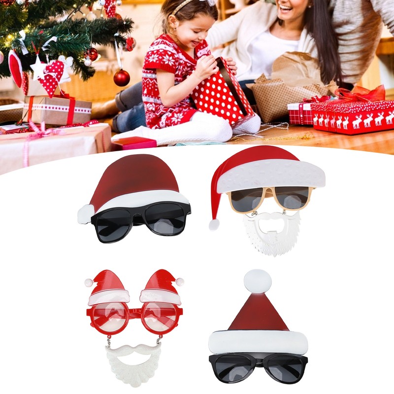 4pcs Santa Claus Cute Christmas Eyeglasses Costume Party Glasses Photography