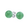 Simple Dyed Gemstone Green Aventurine Round Ball Stud Earrings For