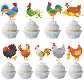 Yoyuspy Chicken Birthday Party Decorations - 36PCS Chicken Cupcake Toppers Decoration Chick Cupcake Picks Decor Farm Themed Baby Shower Supplies