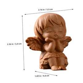 Totority Miniature Angel Statue Wings Unique Religious Wood Sculpture for Home Garden