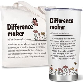 ARTINAEL Difference Maker Tumbler & Bag Gifts Set | Office Christmas Gifts for Coworkers,Thank You Gifts for Women, Work White Elephant, Retirement, Congratulations, Thanksgiving Appreciation Gifts