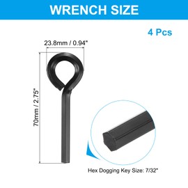 PATIKIL 7/32" Standard Hex Dogging Key, 4 Pack Solid Steel Wrench Door Key with O-Ring Full Loop for Crash Bar, Push Bar Emergency Exit Devices, Black