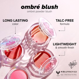Lottie London Ombré Blush in Serene, Lightweight & High Pigmented Powder Blusher for a Healthy Flush of Natural, Buildable Color