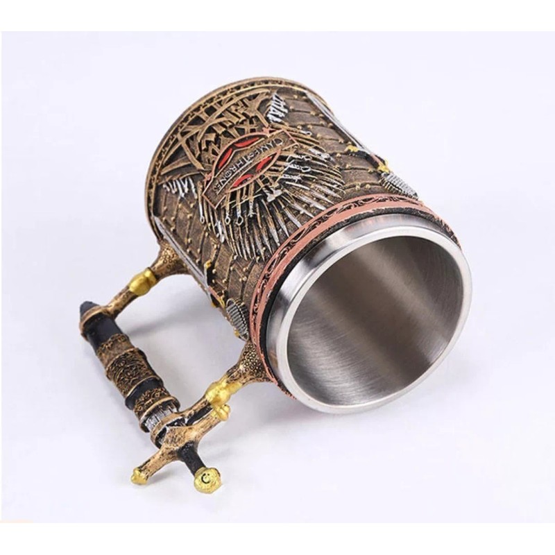 IDECOR Taza Tarro 3d Retro Vikingo Gotico Resina Y Acero