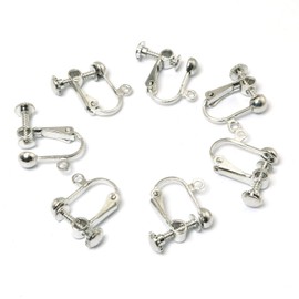 RLECS 20PCS Ear Clip Converter Clip on Earring Converter Components for No-Pierced Ears DIY with Screw Adjustment, White K Color