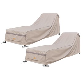 Garden Balsam Patio Chaise Lounge Cover Waterproof,Heavy Duty Outdoor Lounge Chair Covers,Beige Durable Patio Furniture Covers,2Pack,78L*34W*30Hinch