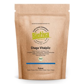 Chaga Mushroom Powder Organic 125 g - Wild Collection - Vital Mushroom - Slate Schiller Porling - Bottled and Controlled in Germany Biotiva